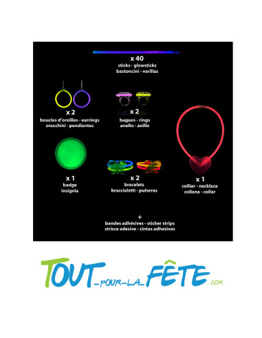 Kit Party Glow 48 Accessoires – Costume & Soirée Fluo