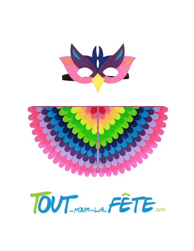Set cape + masque Bird Paradise enfant – 2 coloris assortis (96 x 47 cm)