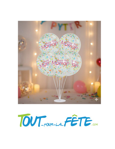 Lot de 3 ballons confettis multicolore "bonne fête maman" taille 30cm