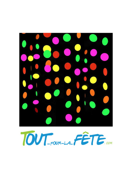 Lot de 4 Guirlandes 4.4 m DOTS FLUO NEON UV Coloris néon réagissant lumière noire