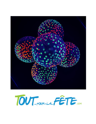 Lot de 10 Ballons latex 30 cm Fluo neon UV Coloris néon réagissant lumière noire