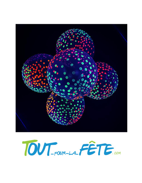 Lot de 10 Ballons latex 30 cm Fluo neon UV Coloris néon réagissant lumière noire