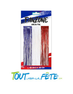 Rideau frange métallisé tricolore France bleu, blanc, rouge 100x200 cm