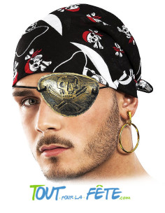 Cache œil pirate or avec élastique noir 2