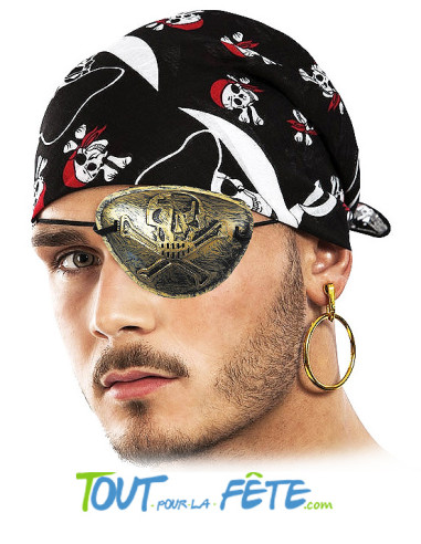 Cache œil pirate or avec élastique noir