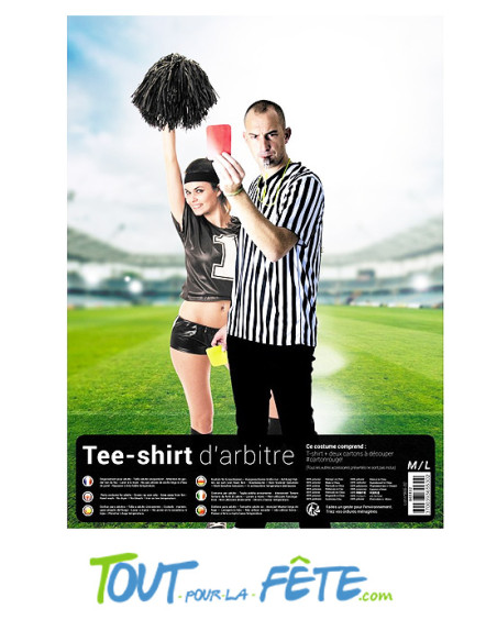 T shirt arbitre avec deux cartons 1 rouge et 1 jaune
