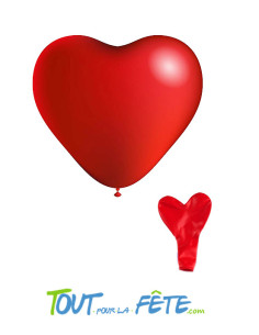 Ballon coeur en latex rouge 10" 25 cm 2