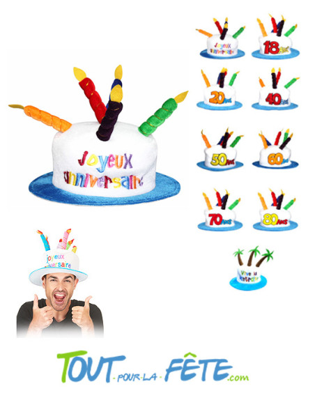 Chapeaux bougies joyeux anniversaire