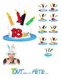 Chapeaux bougies joyeux anniversaire 18 ans
