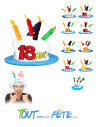 Chapeaux bougies joyeux anniversaire 18 ans