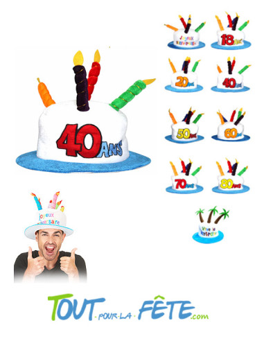 Chapeaux bougies joyeux anniversaire 40 ans