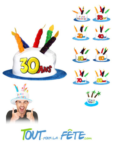 Chapeaux bougies joyeux anniversaire 30 ans