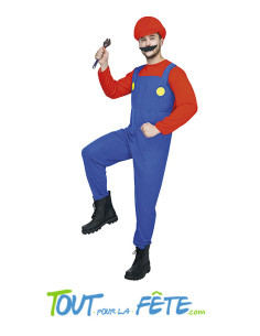 Déguisement adulte Plombier Super Mario rouge et bleu