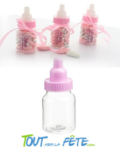 Lot de 6 biberons roses contenant dragées