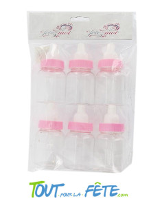 Lot de 6 biberons roses contenant dragées 2