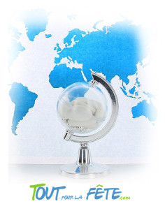 Contenant dragées transparent terre ou monde 2