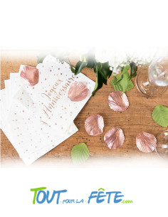 Sachet de 20 serviettes papier blanc et rose gold 2