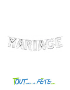Ballon lettre mariage argent 7 pièces de 36 cm
