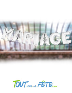 Ballon lettre mariage argent 7 pièces de 36 cm 2