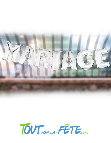 Ballon lettre mariage argent 7 pièces de 36 cm