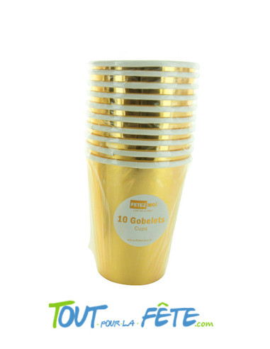 Lot de 10 gobelets or métallisé en carton