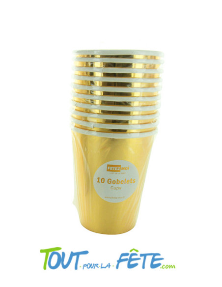 Lot de 10 gobelets or métallisé en carton