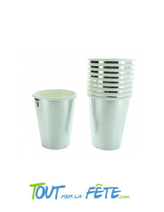 Lot de 10 gobelets argent métallisé en carton