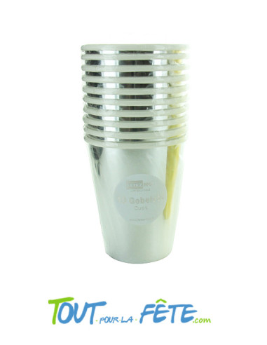 Lot de 10 gobelets argent métallisé en carton