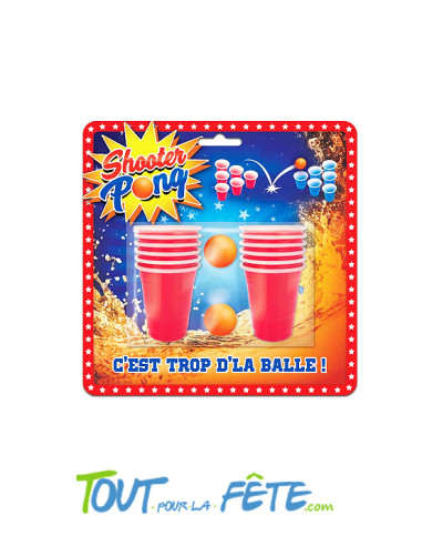 Shooter pong 12 verres + balles jeu d'apéro