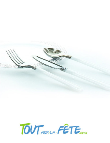 20 couteaux blanches en plastique vaisselle prestige