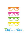 4 paires de lunettes sans verres avec un contour fluo