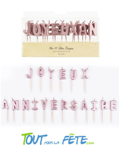 Bougies joyeux anniversaire rose gold