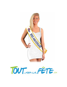 Écharpe Miss anniversaire avec carton à signer