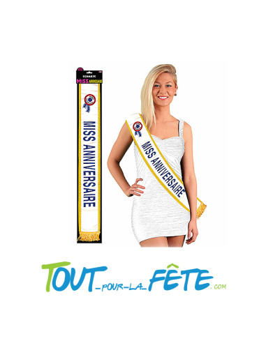 Écharpe Miss anniversaire avec carton à signer