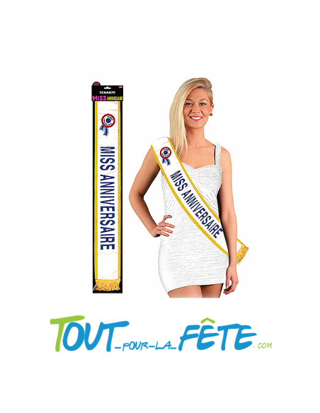 Écharpe Miss anniversaire avec carton à signer