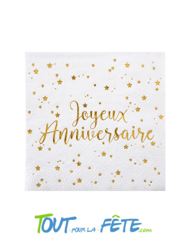 Sachet de 20 serviettes papier blanc et or
