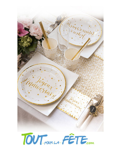Sachet de 20 serviettes papier blanc et or