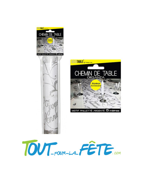 Chemin de table joyeux anniversaire plusieurs couleurs