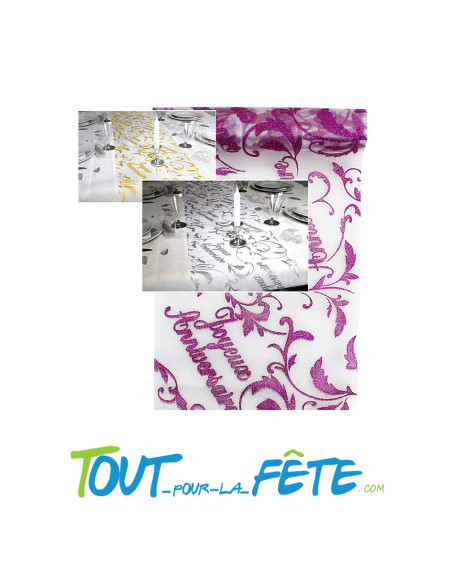 Chemin de table joyeux anniversaire plusieurs couleurs