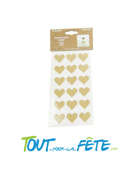72 autocollants coeur couleur Natural kraft