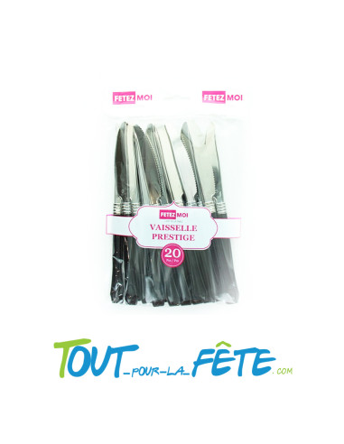20 couteaux noir en plastique vaisselle prestige
