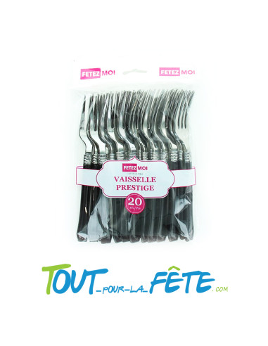 20 fourchettes noires en plastique vaisselle prestige