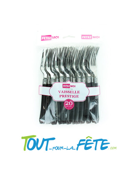 20 fourchettes noires en plastique vaisselle prestige
