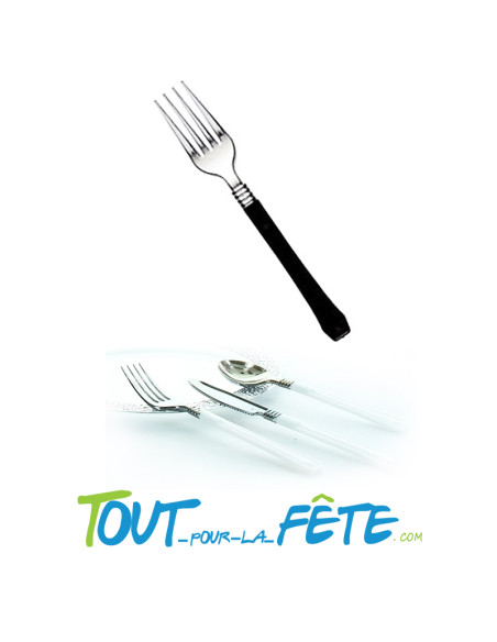 20 fourchettes noires en plastique vaisselle prestige
