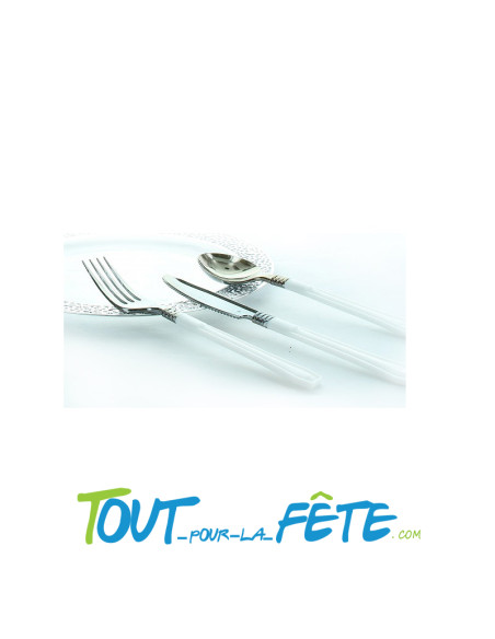 20 cuillères blanches en plastique vaisselle prestige