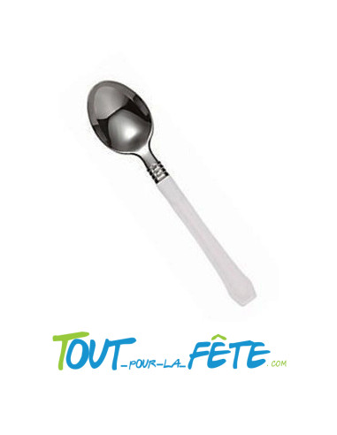 20 cuillères blanches en plastique vaisselle prestige