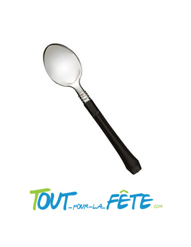 20 cuillères noires en plastique vaisselle prestige