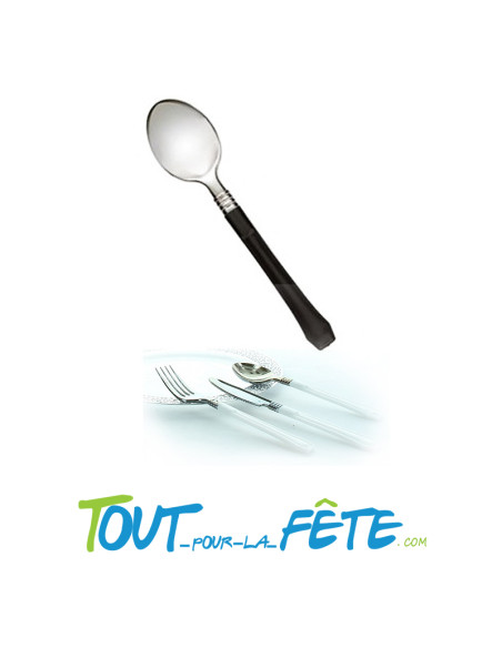 20 cuillères noires en plastique vaisselle prestige
