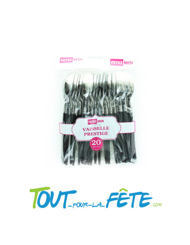 20 cuillères noires en plastique vaisselle prestige