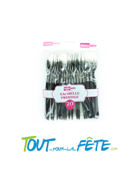 20 cuillères noires en plastique vaisselle prestige
